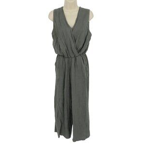 Anna Melani Womens Medium Gray 100% Linen Sleeveless Jumpsuit One Piece Italy